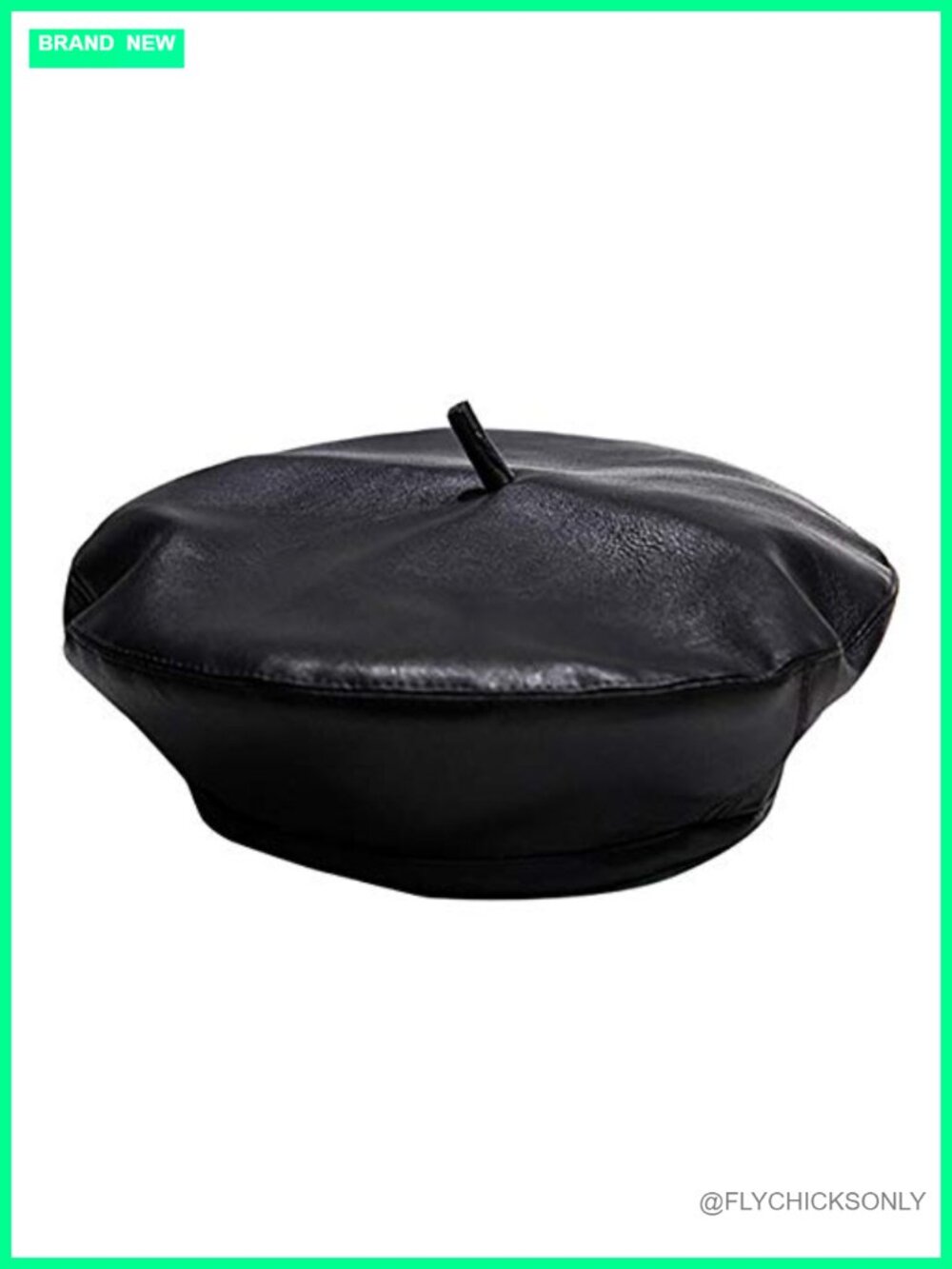 Faux Leather French Beret Hat with Adjustable Sweatband